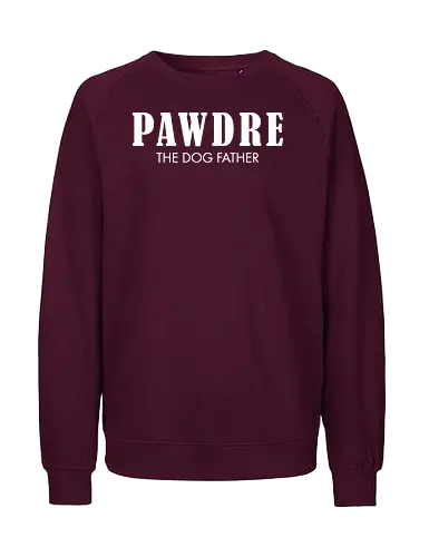 PAWDRE THE DOGFATHER - parody, humor, typography, dog, pun, text design, wordplay, poster, minimalistic - Fairtrade Sweatshirt