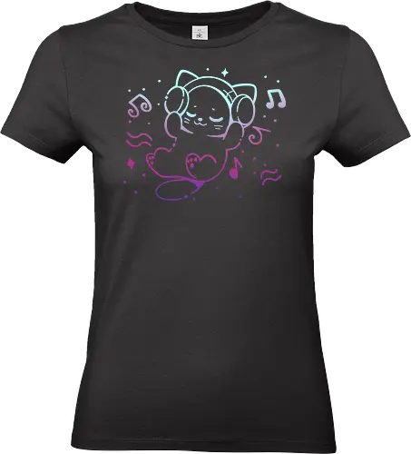 Vibing with Music - vibes, vibing, musik, aesthetic, katze, niedliche musik, kawaii, ästhetik, goth, kopfhörer, lofi inspiriert, chillen, entspannen, relaxen, neonkatze, raum, music, cat, cute music - Standard T-Shirt (Frauen)