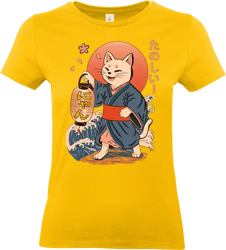 ukiyo-e style cat – japanese - festival kimono cat, lantern neko vibe, wavy samurai cat, blossom temple feline, vintage matsuri mood, red sun neko, joyful kimono cat, happy feline festival, kawaii wave cat, japanese lantern joy, zen festival friend - Standard T-Shirt (Frauen)