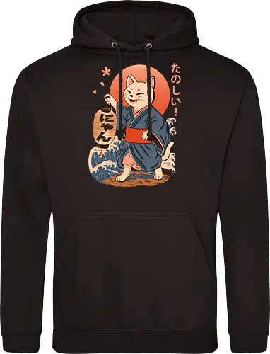 ukiyo-e style cat – japanese - festival kimono cat, lantern neko vibe, wavy samurai cat, blossom temple feline, vintage matsuri mood, red sun neko, joyful kimono cat, happy feline festival, kawaii wave cat, japanese lantern joy, zen festival friend - Standard Hoodie
