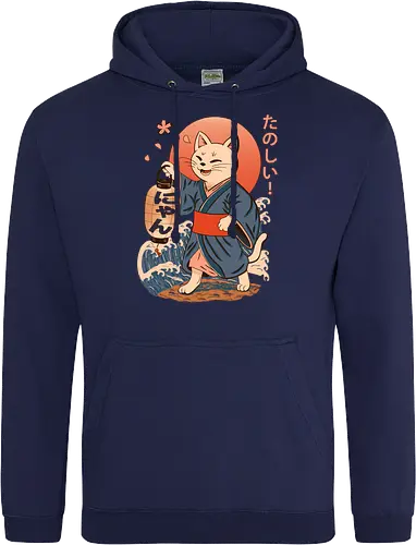 ukiyo-e style cat – japanese - festival kimono cat, lantern neko vibe, wavy samurai cat, blossom temple feline, vintage matsuri mood, red sun neko, joyful kimono cat, happy feline festival, kawaii wave cat, japanese lantern joy, zen festival friend - Standard Hoodie