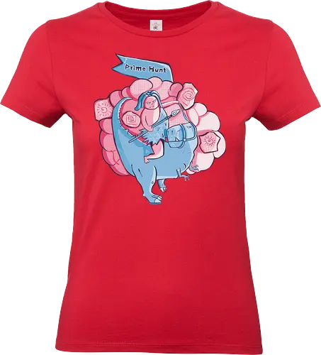 Prime Hunt: Dino Warrior Quest - dino retro cartoon, prehistoric warrior fun, retro comic ride, funny monster chase, blue beast adventure, tribal jungle hero, angry cute caveman, weird fantasy quest, epic creature trip, cartoon magic world, primal art battle, dream hunter path, ancient action scene - Standard T-Shirt (Frauen)