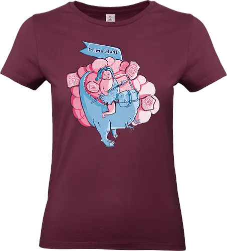 Prime Hunt: Dino Warrior Quest - dino retro cartoon, prehistoric warrior fun, retro comic ride, funny monster chase, blue beast adventure, tribal jungle hero, angry cute caveman, weird fantasy quest, epic creature trip, cartoon magic world, primal art battle, dream hunter path, ancient action scene - Standard T-Shirt (Frauen)