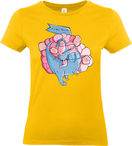 Prime Hunt: Dino Warrior Quest - dino retro cartoon, prehistoric warrior fun, retro comic ride, funny monster chase, blue beast adventure, tribal jungle hero, angry cute caveman, weird fantasy quest, epic creature trip, cartoon magic world, primal art battle, dream hunter path, ancient action scene - Standard T-Shirt (Frauen)