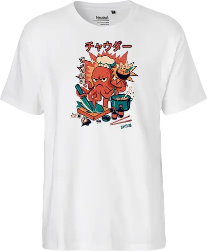 Angry Octo Chef: Ramen Rampage - angry ramen octopus, japanese food chaos, comic sushi master, funny chef fury, angry cook scene, tentacle kitchen fight, kawaii food attack, ramen pot monster street food comic, spicy dish splash, japanese lunch drama, ushi blade fury, ooking beast mode, comic tentacle twist - Fairtrade T-Shirt