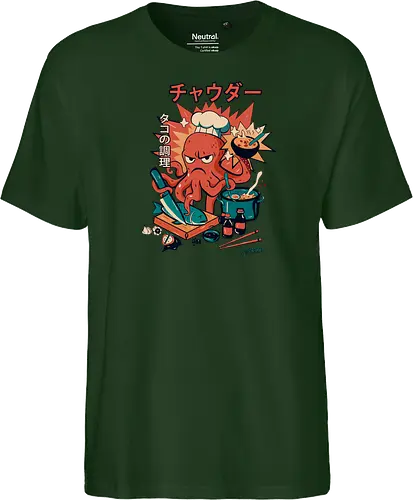 Angry Octo Chef: Ramen Rampage - angry ramen octopus, japanese food chaos, comic sushi master, funny chef fury, angry cook scene, tentacle kitchen fight, kawaii food attack, ramen pot monster street food comic, spicy dish splash, japanese lunch drama, ushi blade fury, ooking beast mode, comic tentacle twist - Fairtrade T-Shirt