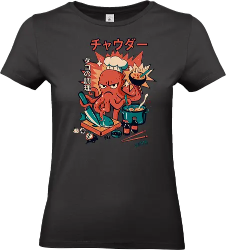 Angry Octo Chef: Ramen Rampage - angry ramen octopus, japanese food chaos, comic sushi master, funny chef fury, angry cook scene, tentacle kitchen fight, kawaii food attack, ramen pot monster street food comic, spicy dish splash, japanese lunch drama, ushi blade fury, ooking beast mode, comic tentacle twist - Standard T-Shirt (Frauen)