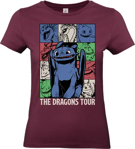 Dragons Tour Movie - Dragon, Viking, Vikings, Adventure, Fantasy, Mythical, Mythology, Mythological Creatures, Cute, Fun, Funny, Poster, Movie, Animation, Musical, Music, Music Tour, Show, Tour, World Tour - Standard T-Shirt (Frauen)