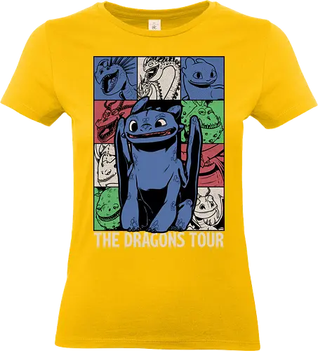Dragons Tour Movie - Dragon, Viking, Vikings, Adventure, Fantasy, Mythical, Mythology, Mythological Creatures, Cute, Fun, Funny, Poster, Movie, Animation, Musical, Music, Music Tour, Show, Tour, World Tour - Standard T-Shirt (Frauen)