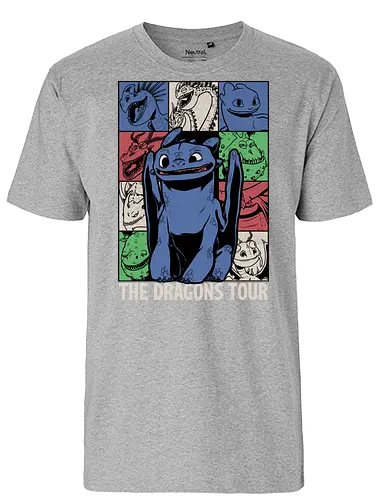 Dragons Tour Movie - Dragon, Viking, Vikings, Adventure, Fantasy, Mythical, Mythology, Mythological Creatures, Cute, Fun, Funny, Poster, Movie, Animation, Musical, Music, Music Tour, Show, Tour, World Tour - Fairtrade T-Shirt