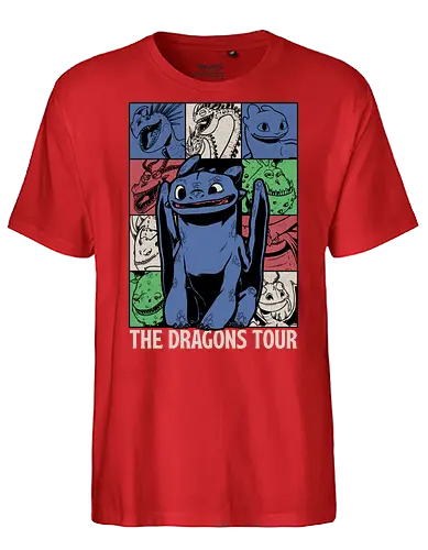 Dragons Tour Movie - Dragon, Viking, Vikings, Adventure, Fantasy, Mythical, Mythology, Mythological Creatures, Cute, Fun, Funny, Poster, Movie, Animation, Musical, Music, Music Tour, Show, Tour, World Tour - Fairtrade T-Shirt
