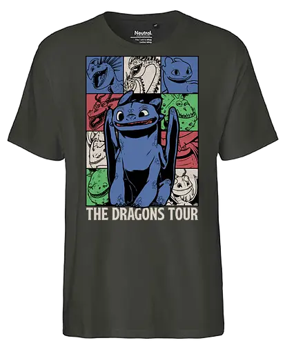 Dragons Tour Movie - Dragon, Viking, Vikings, Adventure, Fantasy, Mythical, Mythology, Mythological Creatures, Cute, Fun, Funny, Poster, Movie, Animation, Musical, Music, Music Tour, Show, Tour, World Tour - Fairtrade T-Shirt