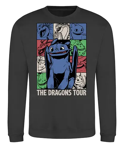Dragons Tour Movie - Dragon, Viking, Vikings, Adventure, Fantasy, Mythical, Mythology, Mythological Creatures, Cute, Fun, Funny, Poster, Movie, Animation, Musical, Music, Music Tour, Show, Tour, World Tour - Sweatshirt