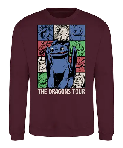 Dragons Tour Movie - Dragon, Viking, Vikings, Adventure, Fantasy, Mythical, Mythology, Mythological Creatures, Cute, Fun, Funny, Poster, Movie, Animation, Musical, Music, Music Tour, Show, Tour, World Tour - Sweatshirt