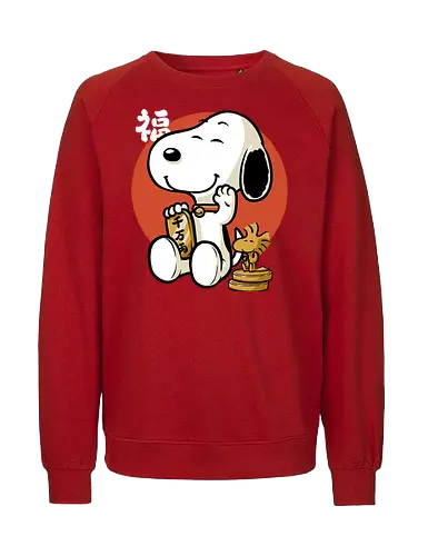 Luck Money Beagle - Money, Cereal, Lucky Cat, Lucky, Good Luck, Luck, Japanese, Kanji, Classic, Vintage, Retro, Retro Vintage, Comic, Comics, Dog, Pet, Bird, Gold - Fairtrade Sweatshirt