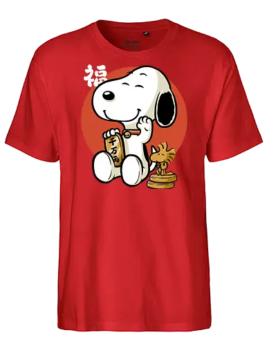 Luck Money Beagle - Money, Cereal, Lucky Cat, Lucky, Good Luck, Luck, Japanese, Kanji, Classic, Vintage, Retro, Retro Vintage, Comic, Comics, Dog, Pet, Bird, Gold - Fairtrade T-Shirt