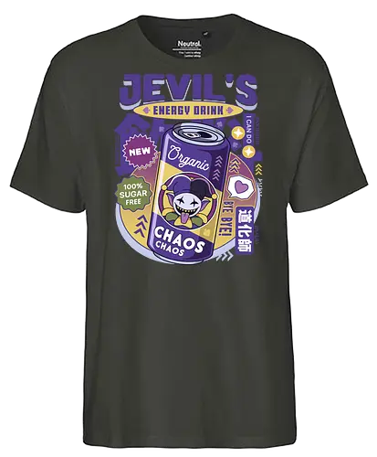 Jevil Energy Drink - Tale, deltarune, spamton, sans, jevil, indie game, video game, gaming, rpg, flowey, mettaton, gamer, papyrus, toriel, asgore - Fairtrade T-Shirt