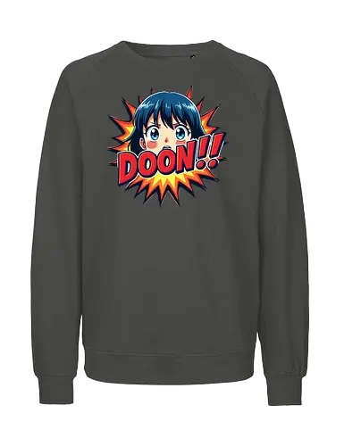 girl anime - cartoon, anime, comic, pop art, explosion, expression, graphic, typography, colorful - Fairtrade Sweatshirt