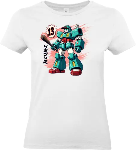 robot baseball - robot, teal, baseball bat, number 13, futuristic, mechanical, colorful, dynamic, text, number - Standard T-Shirt (Frauen)
