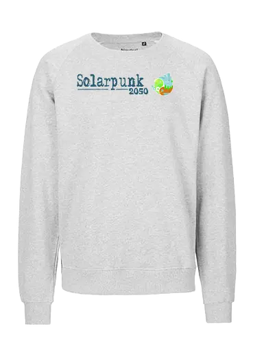 Solarpunk 2050 Logo und Text - Solarpunk, TTRPG, Rollenspiel, Utopie - Fairtrade Sweatshirt