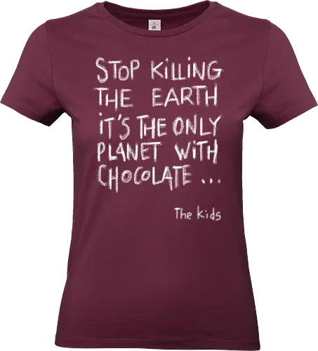 Save the chocolate - chocolate, food, ecology, global warming, save the planet, funny, nature - Standard T-Shirt (Frauen)