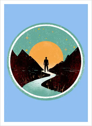 The wanderer - nature, summer, camping, outdoors, poetic, simple design - Kunstdruck