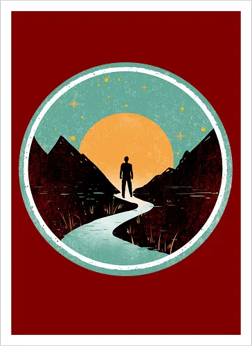 The wanderer - nature, summer, camping, outdoors, poetic, simple design - Kunstdruck
