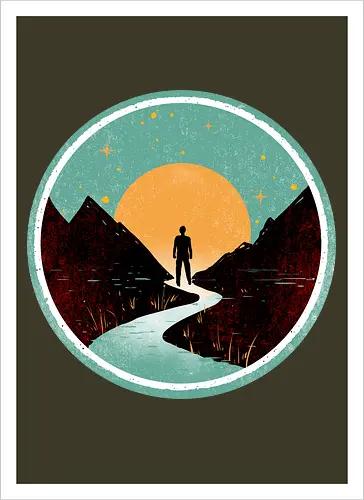 The wanderer - nature, summer, camping, outdoors, poetic, simple design - Kunstdruck