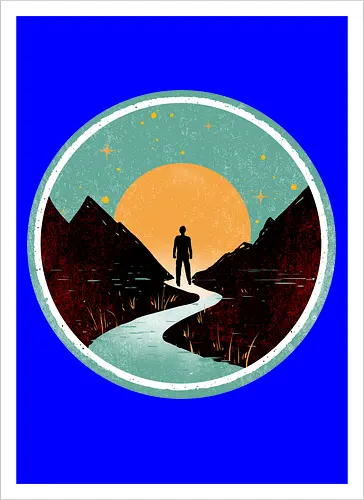 The wanderer - nature, summer, camping, outdoors, poetic, simple design - Kunstdruck