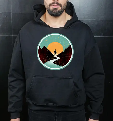 The wanderer - nature, summer, camping, outdoors, poetic, simple design - Cropped Hoodie
