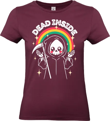 Dead Inside - Süßer Totenkopf - Ästhetik, cool, süß, düster, schwarzer Humor, tot, innerlich tot, lustig, sarkastisch, lustiges T-Shirt, Sensenmann, Illustration, kawaii, Monster, Regenbogen, Sarkasmus, sarkastisch, Skelett, Totenkopf, lm2kone - Standard T-Shirt (Frauen)