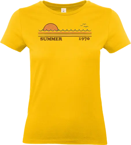 Summer 1970 - Summer, summertime, beach, surf, surfing, waves, oceans, minimal, vintage stripes, 70s, 1970 - Standard T-Shirt (Frauen)
