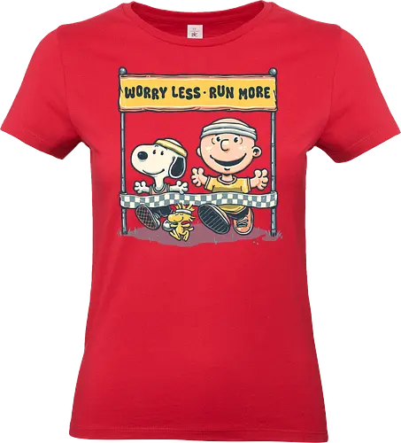 Worry Less Run More - Cartoons, comics, movie, mash up, parody, funny, humor, running, fitness - Standard T-Shirt (Frauen)