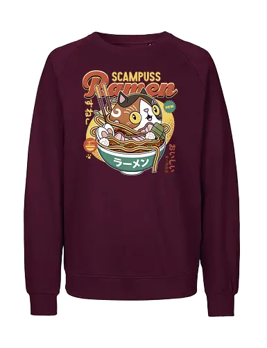 Scampuss Ramen - nioh, nioh 2, nioh 3, samurai, scampuss, sudama, japan, onryoki, ninja, fantasy, video game, gaming, gamer, rpg, cat - Fairtrade Sweatshirt