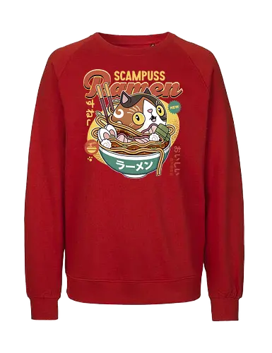 Scampuss Ramen - nioh, nioh 2, nioh 3, samurai, scampuss, sudama, japan, onryoki, ninja, fantasy, video game, gaming, gamer, rpg, cat - Fairtrade Sweatshirt
