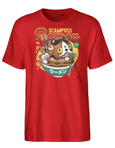 Scampuss Ramen - nioh, nioh 2, nioh 3, samurai, scampuss, sudama, japan, onryoki, ninja, fantasy, video game, gaming, gamer, rpg, cat - Fairtrade T-Shirt
