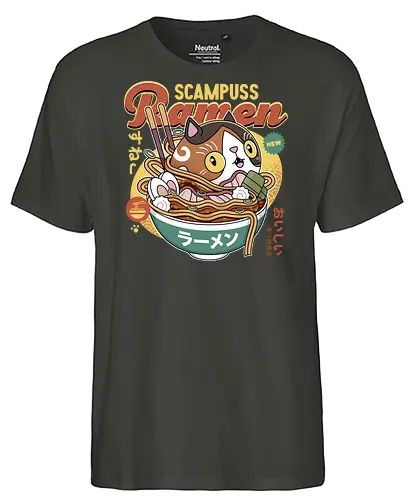 Scampuss Ramen - nioh, nioh 2, nioh 3, samurai, scampuss, sudama, japan, onryoki, ninja, fantasy, video game, gaming, gamer, rpg, cat - Fairtrade T-Shirt