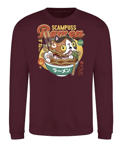 Scampuss Ramen - nioh, nioh 2, nioh 3, samurai, scampuss, sudama, japan, onryoki, ninja, fantasy, video game, gaming, gamer, rpg, cat - Sweatshirt