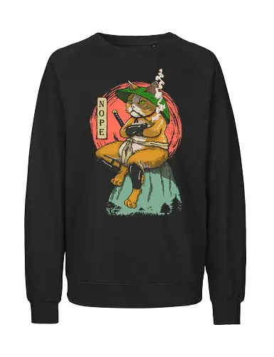 Nopejima Sensei - samuraicat, cat, warrior, nope, samurai, japanese, ronin, ninja, katana, manga, anime - Fairtrade Sweatshirt