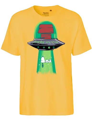 snoozing with style - dog, cartoon, 80s, ufo, alien, snooze, nap time, supranatural, fantasy - Fairtrade T-Shirt