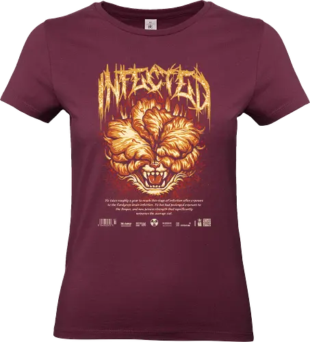 The Clicker Cat Death Metal - horror, infected, Parody, cat meme, meme, funny cat, catholic, cute cat, funny, cat joke, fungi, mushroom, fungus, skull, blackened death metal, death metal, heavy metal, metal font, deathcore, black metal, clicker zombie, clicker, ellie, gamer, gaming, joel, Last, tlou, zombie - Standard T-Shirt (Frauen)