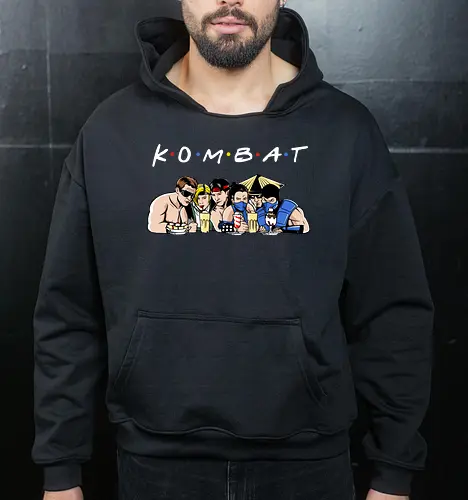 Kombat friends - mortal, kombat, game, retro, demonigote - Cropped Hoodie
