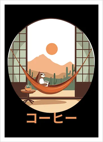 Relaxing Sloth in Desert Sunset