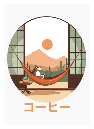 Relaxing Sloth in Desert Sunset