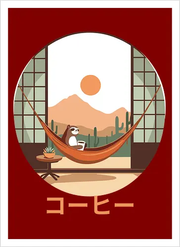 Relaxing Sloth in Desert Sunset