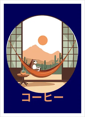 Relaxing Sloth in Desert Sunset