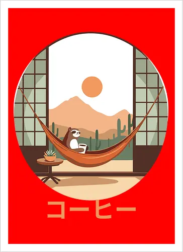 Relaxing Sloth in Desert Sunset