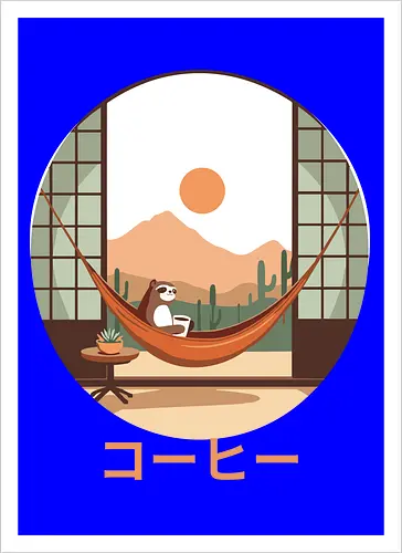 Relaxing Sloth in Desert Sunset
