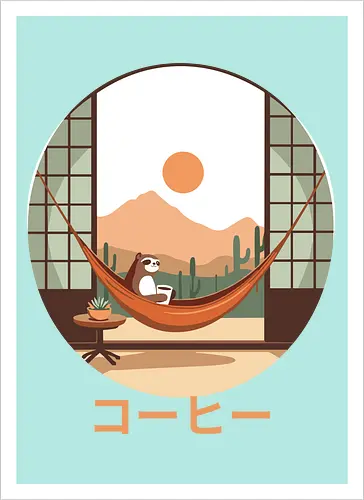 Relaxing Sloth in Desert Sunset