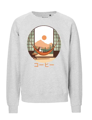 Relaxing Sloth in Desert Sunset - cozy, chill, slow living, nature, cute animal, sloth, relaxation, hammock, desert, sunset - Fairtrade Sweatshirt